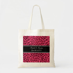 Pink leopard print wedding favours tote bag