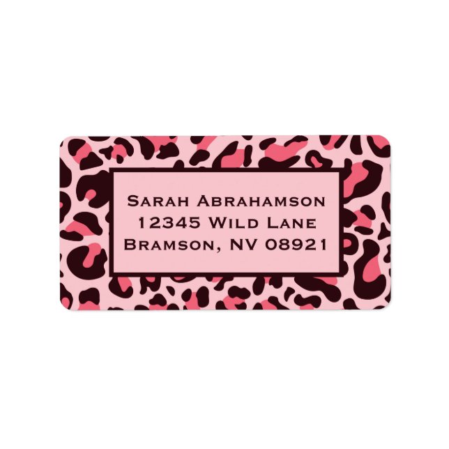 Pink Leopard Print Wild Return Address Labels (Front)