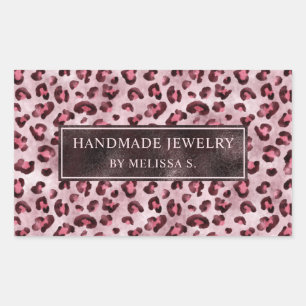 Pink Leopard Print With Faux Foil And Custom Text Rectangular Sticker