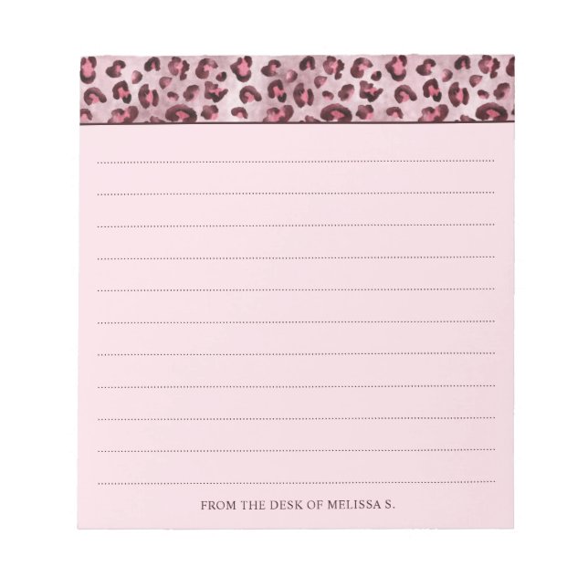 Pink Leopard Print With Lines And Custom Text Notepad (Front)