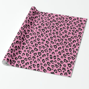Pink leopard print wrapping paper
