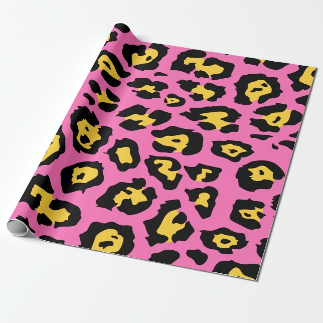 Pink Leopard Print Wrapping Paper (Unrolled)