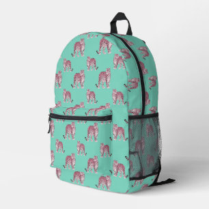 Pink Leopard Printed Backpack