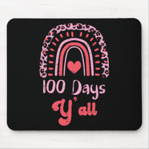 Pink Leopard Rainbow 100 Days Yall 100th Day Schoo Mouse Pad