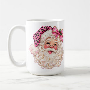 Pink Leopard Santa Christmas Cosy Christmas Coffee Mug