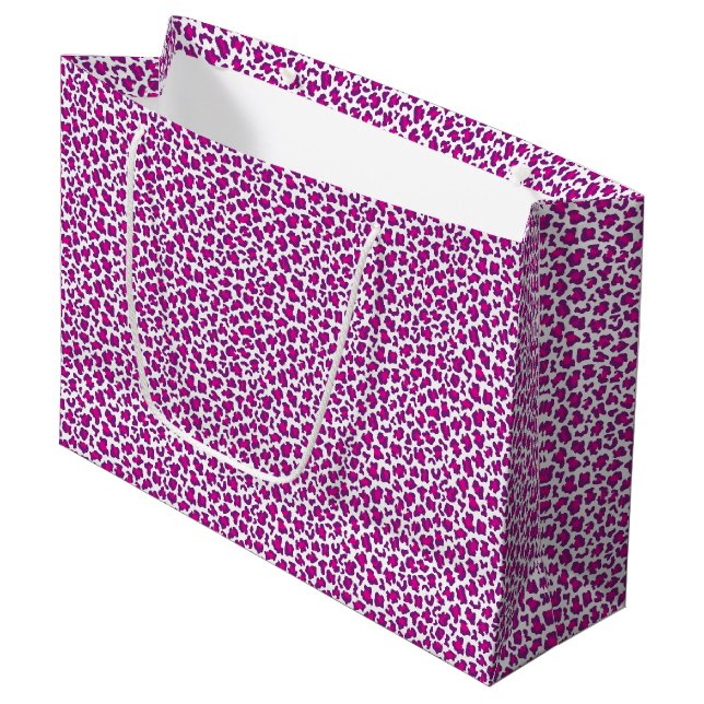 pink leopard skin pattern large gift bag (Front Angled)