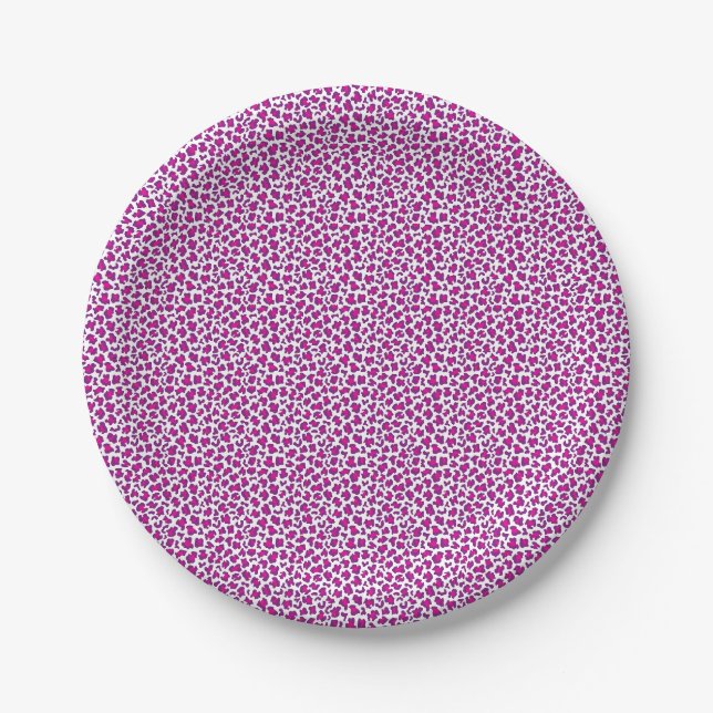 pink leopard skin pattern paper plate (Front)
