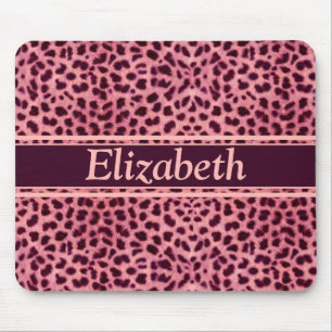 Pink Leopard Skin Pattern Personalise Mouse Pad