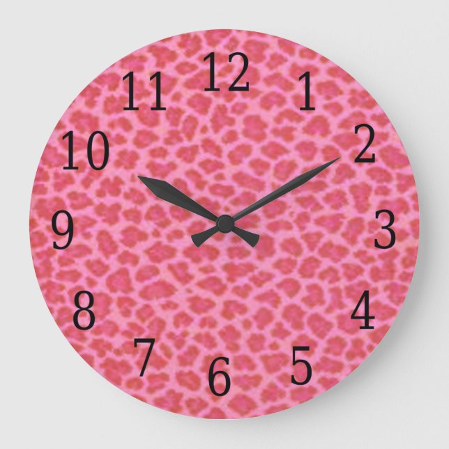 Pink Leopard Skin Round Clock (Front)