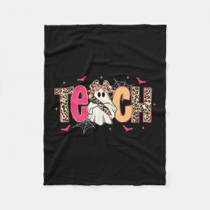Pink Leopard Spooky Teacher Halloween Thanksgiving Fleece Blanket