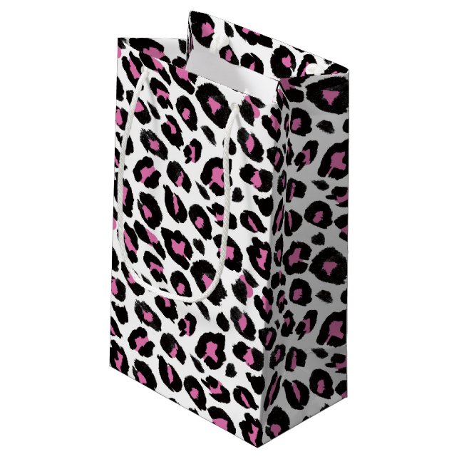 Pink Leopard Spots Small Gift Bag (Back Angled)