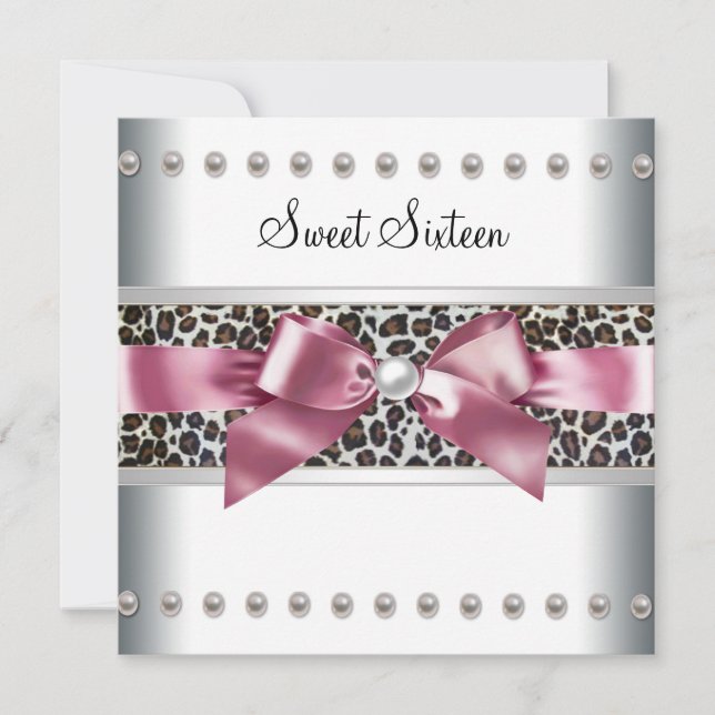 Pink Leopard Sweet 16 Birthday Party Invitation (Front)