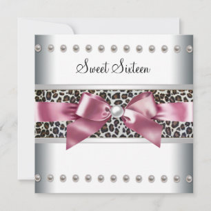 Pink Leopard Sweet 16 Birthday Party Invitation