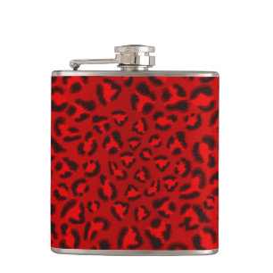 Pink leopard texture pattern. hip flask