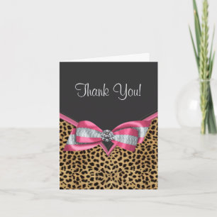 Pink Leopard Thank You Cards