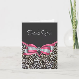Pink Leopard Thank You Cards