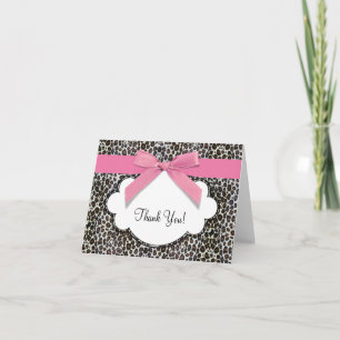 Pink Leopard Thank You Cards