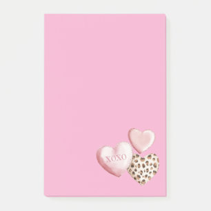 Pink Leopard XOXO Love Hearts Post-it Notes