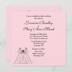 Pink Lesbian Wedding Invitation