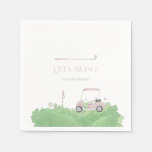 Pink let’s par tee Golf Birthday  Napkin