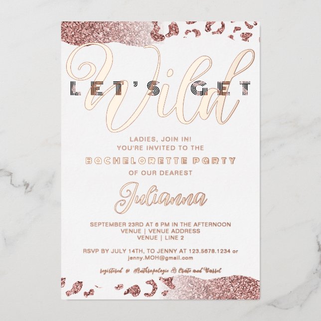 Pink Let's Get Wild Animal Print Bachelorette Bach (Front)