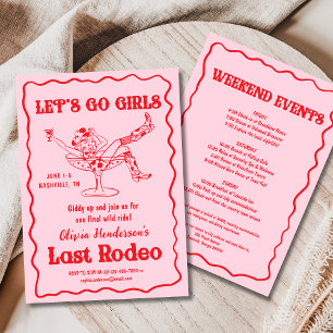 Pink Let's Go Girls Nashville Bachelorette Party Invitation