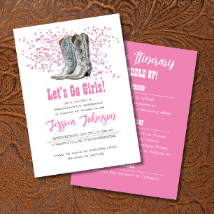 Pink Let's Go Girls Western Bachelorette Party Invitation