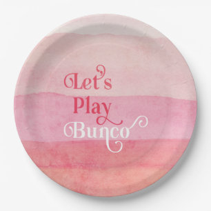 Pink Let's Play Bunco Game Night Paper Plate