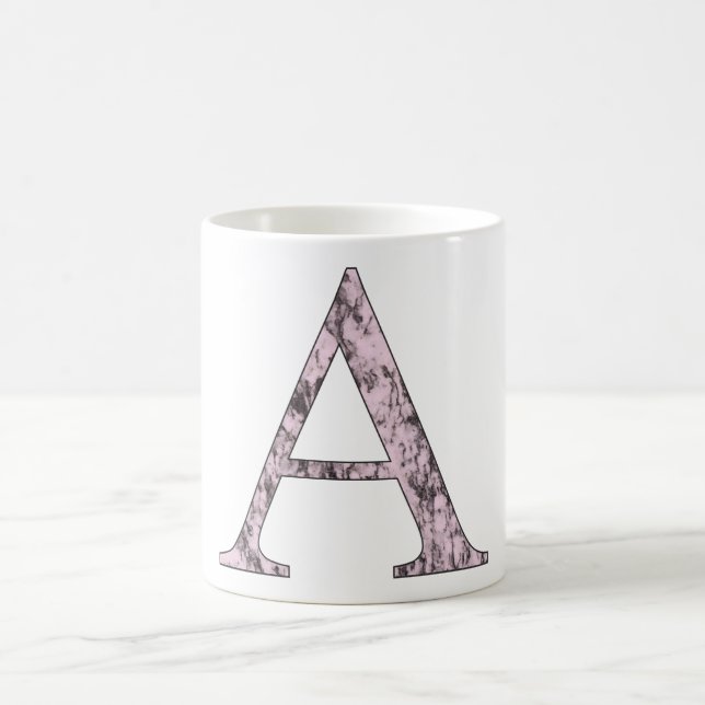 Pink Letter A monogram initial Marble Alpha symbol Coffee Mug (Center)