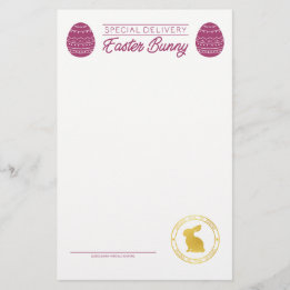 Pink Letter From The Easter Bunny Blank