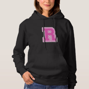 Pink Letter R Monogram Initial for First Name Last Hoodie