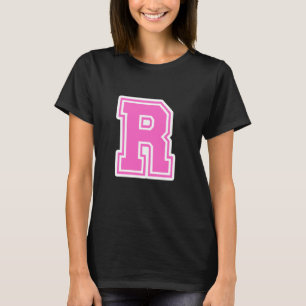 Pink Letter R Monogram Initial for First Name Last T-Shirt