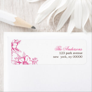 Pink Letterpress Style Wedding Return Address Label