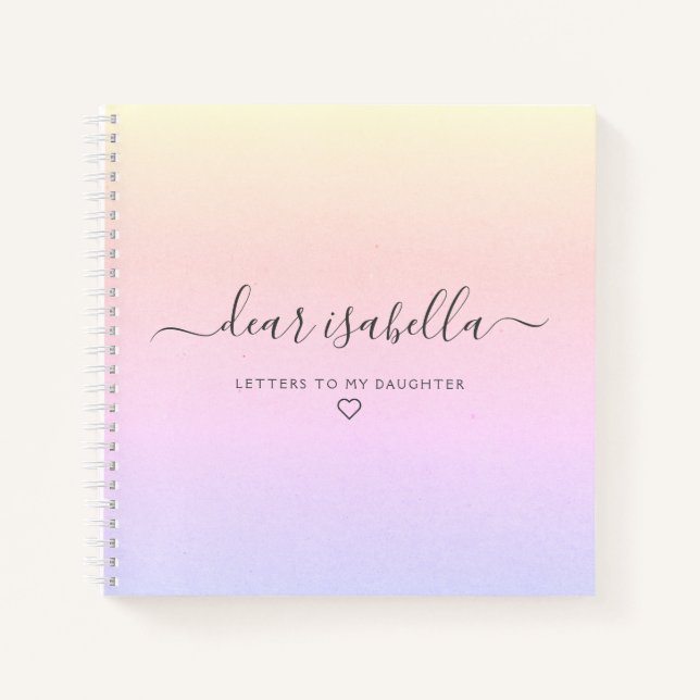 Pink Letters to My Daughter Keepsake Memory Notebook (Front)