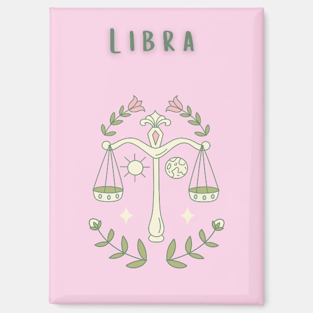 Pink Libra, zodiac, star sign  Magnet (Front)