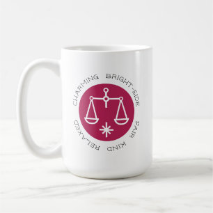Pink Libra Zodiac Star Sign Personality Trait Coffee Mug