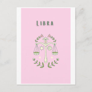 Pink Libra, zodiac, star sign  Postcard
