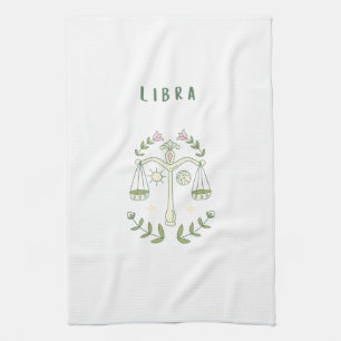 Pink Libra, zodiac, star sign Tea Towel