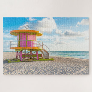 Pink Lifeguard Station Miami Beach Florida USA Jigsaw Puzzle