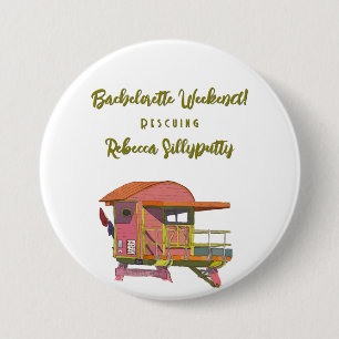 Pink Lifeguard Vibes Bachelorette Weekend 7.5 Cm Round Badge