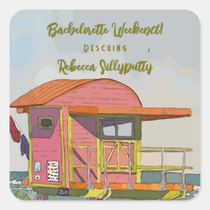 Pink Lifeguard Vibes Bachelorette Weekend Square Sticker