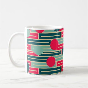 Pink, Light Blue, Teal Rectangles and Circles Cof Coffee Mug