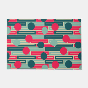 Pink, Light Blue, Teal Rectangles and Circles Doormat