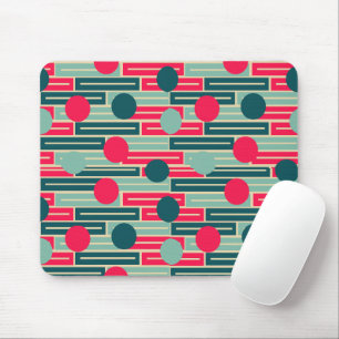 Pink, Light Blue, Teal Rectangles and Circles Mouse Pad