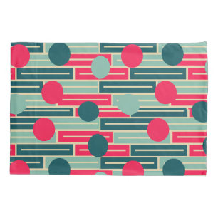 Pink, Light Blue, Teal Rectangles and Circles  Pillowcase
