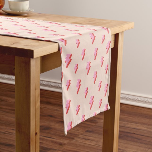 Pink Lightning Bolt Pattern Medium Table Runner (In Situ)