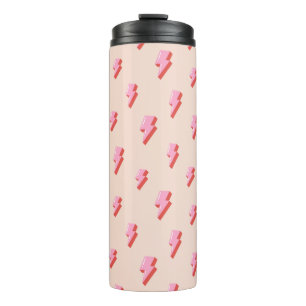 Pink Lightning Bolt Pattern Thermal Tumbler