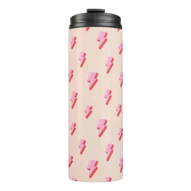 Pink Lightning Bolt Pattern Thermal Tumbler (Front)