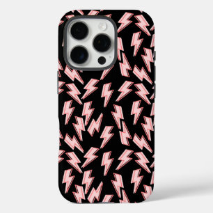 Pink Lightning Bolts Pattern iPhone 16 Pro Case