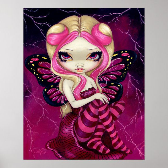 Pink Lightning fantasy fairy Art Print (Front)